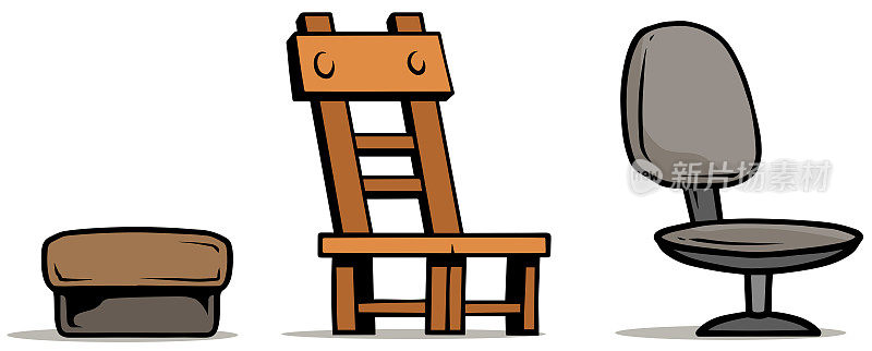 卡通扶手椅和木椅套装