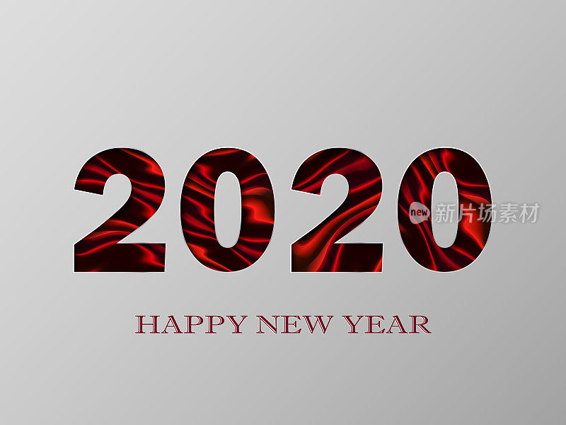 2020年新年快乐横幅与3d流体设计