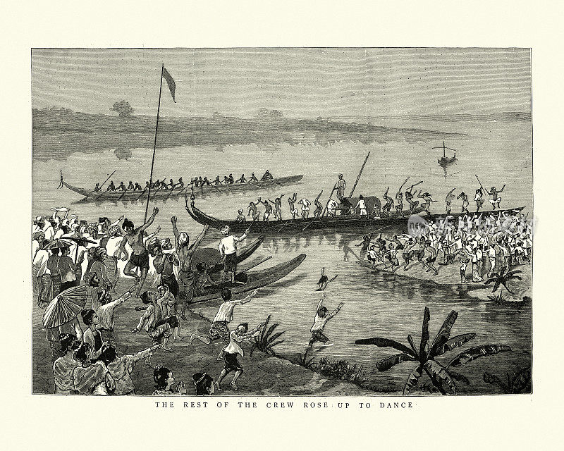 缅甸传统的划船比赛，19世纪
