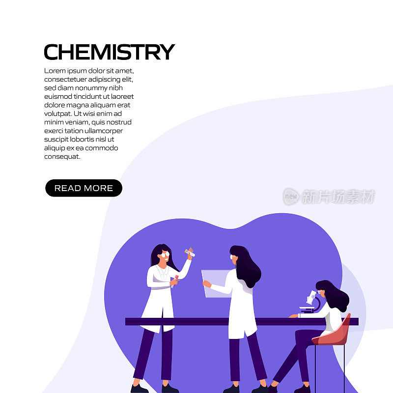 化学相关矢量插图登陆页面模板，网站横幅，广告和营销材料，在线广告，业务演示等。