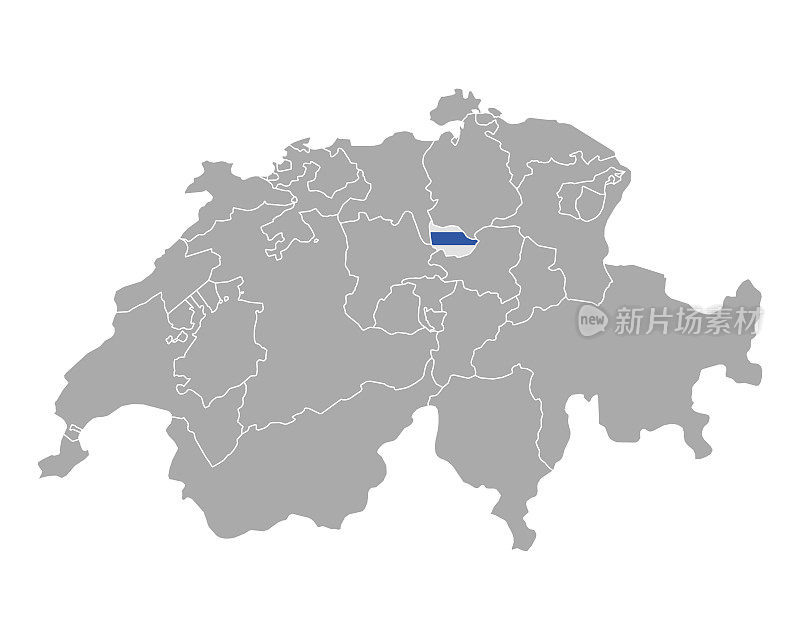 瑞士地图和楚格旗