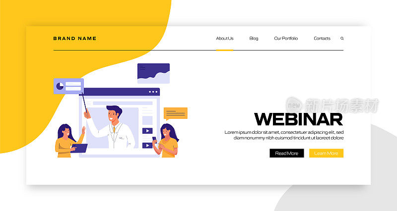 本次网络研讨会为登录页模板、网站横幅、广告和营销材料、在线广告、商业演示等提供概念矢量插图。