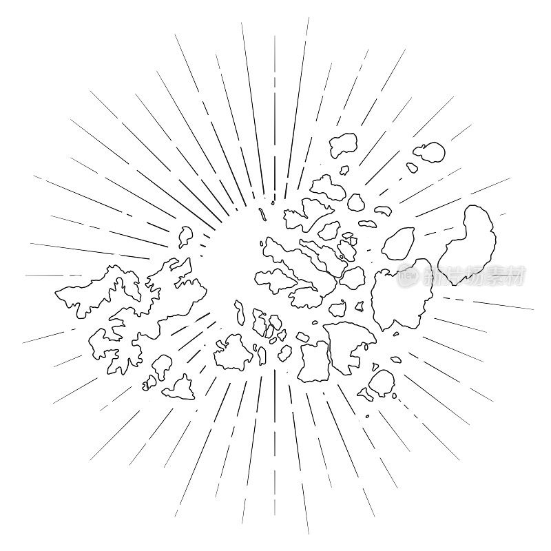 弗朗茨约瑟夫土地地图与阳光在白色的背景