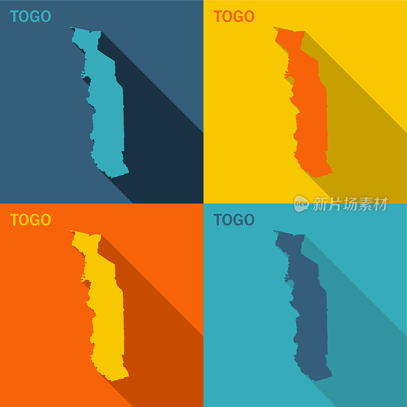 多哥平面地图有四种颜色