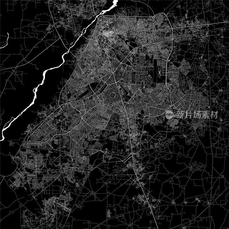 拉合尔，巴基斯坦矢量地图