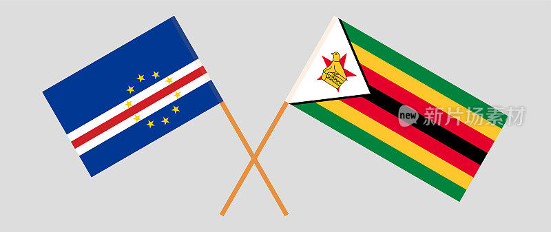 交叉的佛得角和津巴布韦共和国国旗。官方色彩。正确的比例