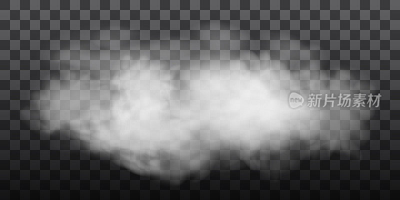 白色雾纹理孤立在透明的背景上。蒸汽特殊效果。逼真的矢量火烟雾或雾PNG