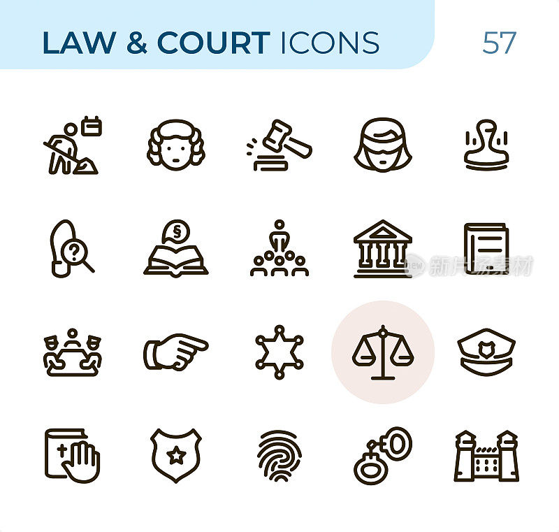 法律和法院-像素完美的单色线图标