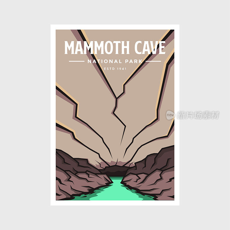 猛犸洞穴国家公园海报矢量插图设计