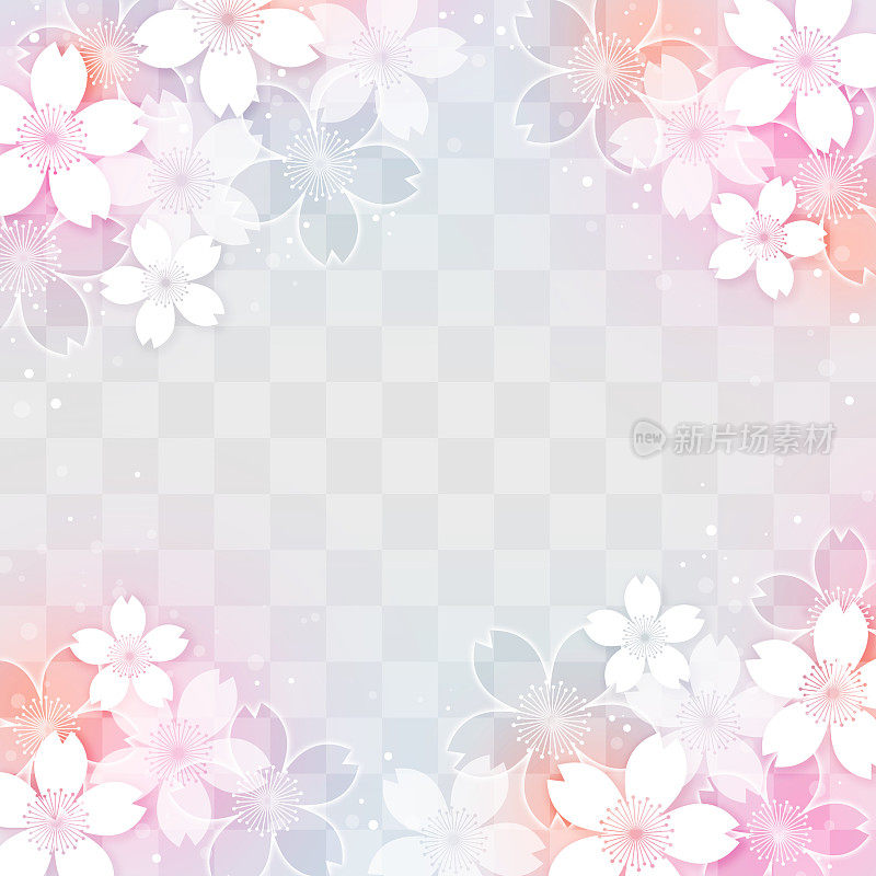日本风格的背景，樱花和格子图案。