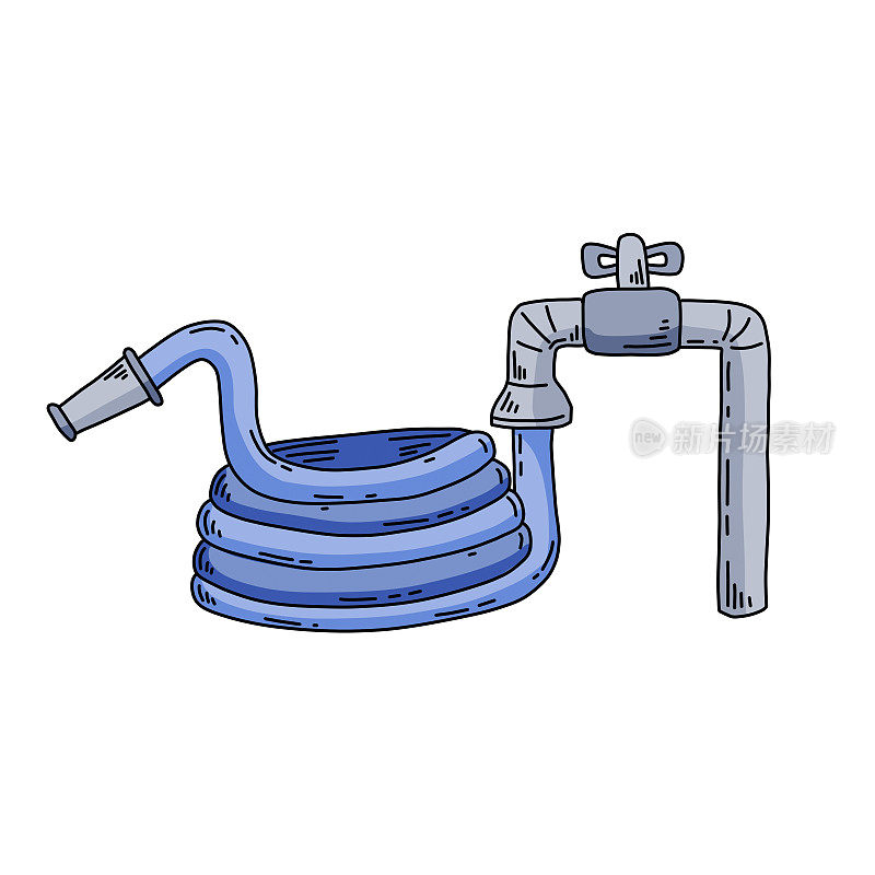 橡胶软管。连接到供水系统。草坪和花园灌溉。