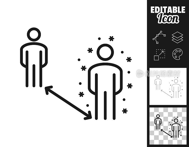 保持社交距离――保持距离。图标设计。轻松地编辑