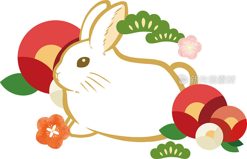新年卡片库存照片-兔年-兔子的插图