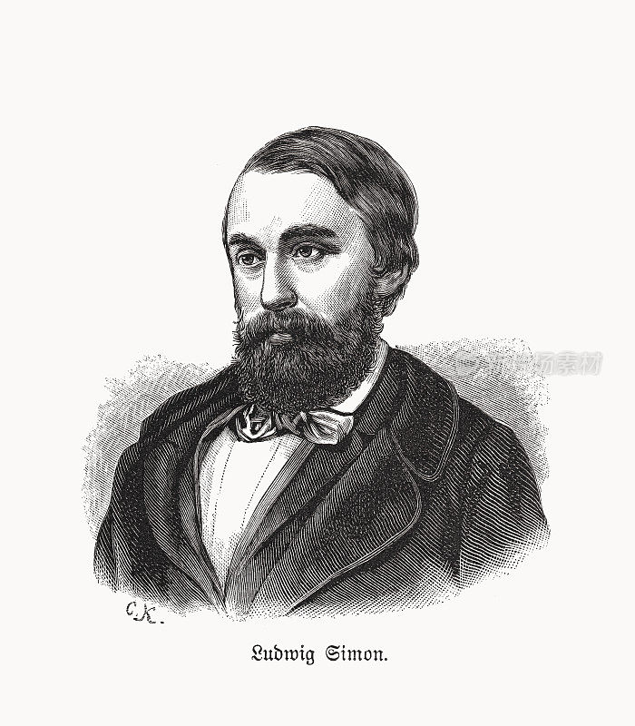 路德维希・西蒙(1819-1872)，德国革命家，木版画，1893年出版