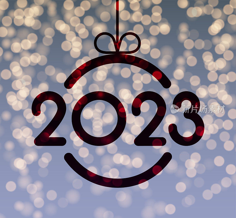 2023年的标志悬挂在雾气蒙蒙的玻璃上。