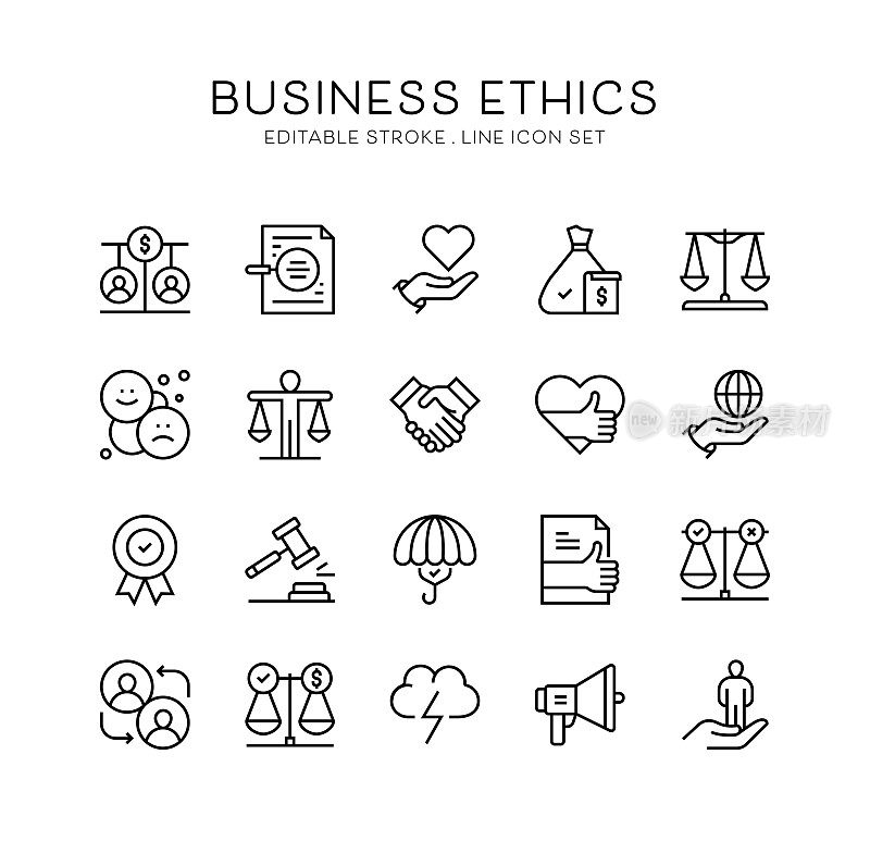 商业道德，社会责任，消费者保护，商业道德，黄金法则图标