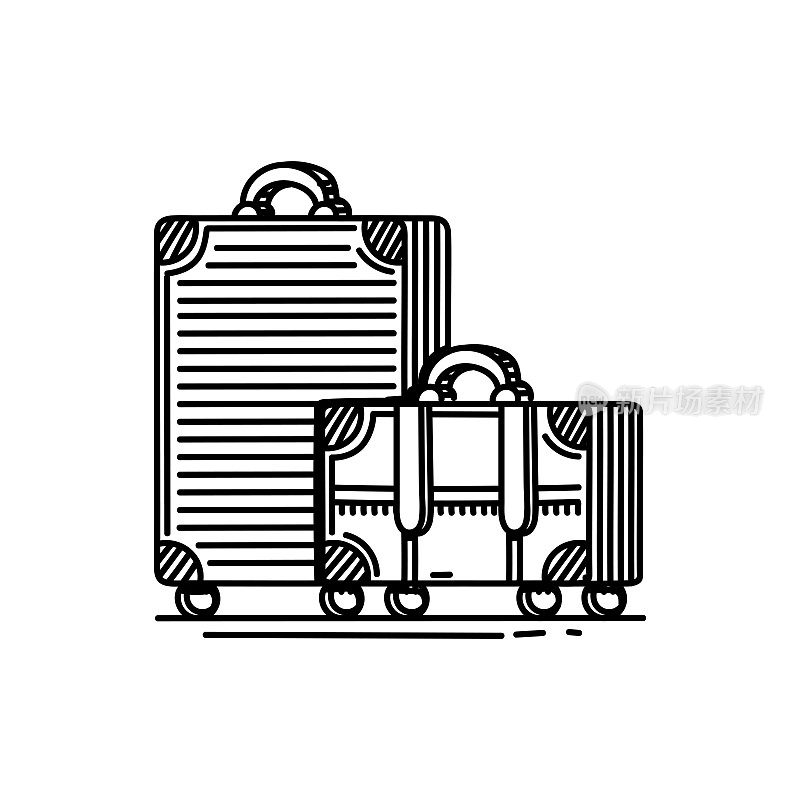 行李线图标，草图设计，像素完美，可编辑笔触。标志、标志、符号。