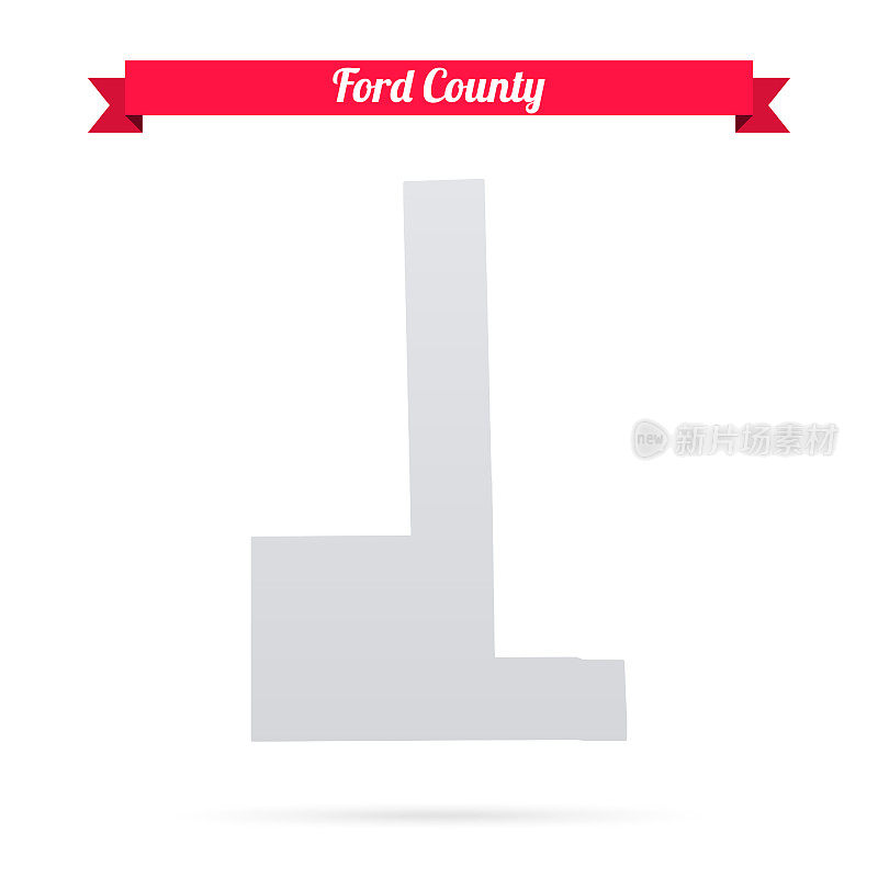 福特县，伊利诺伊州。白底红旗地图