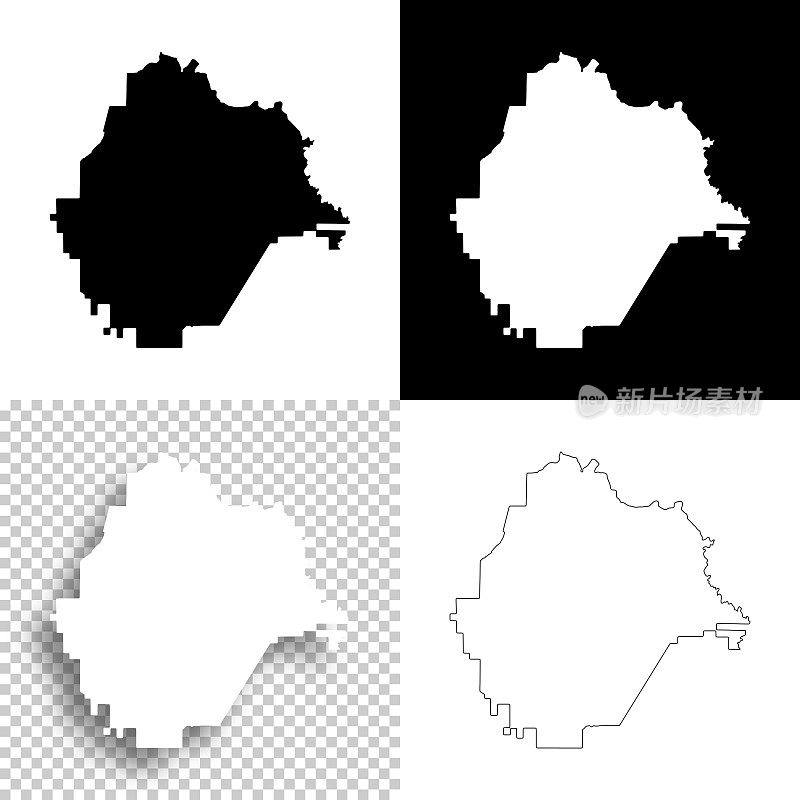 泰勒县，乔治亚州。设计地图。空白，白色和黑色背景