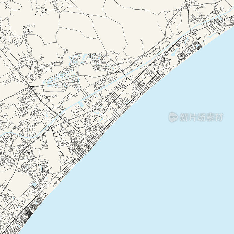 默特尔海滩，南卡罗来纳州，美国矢量地图