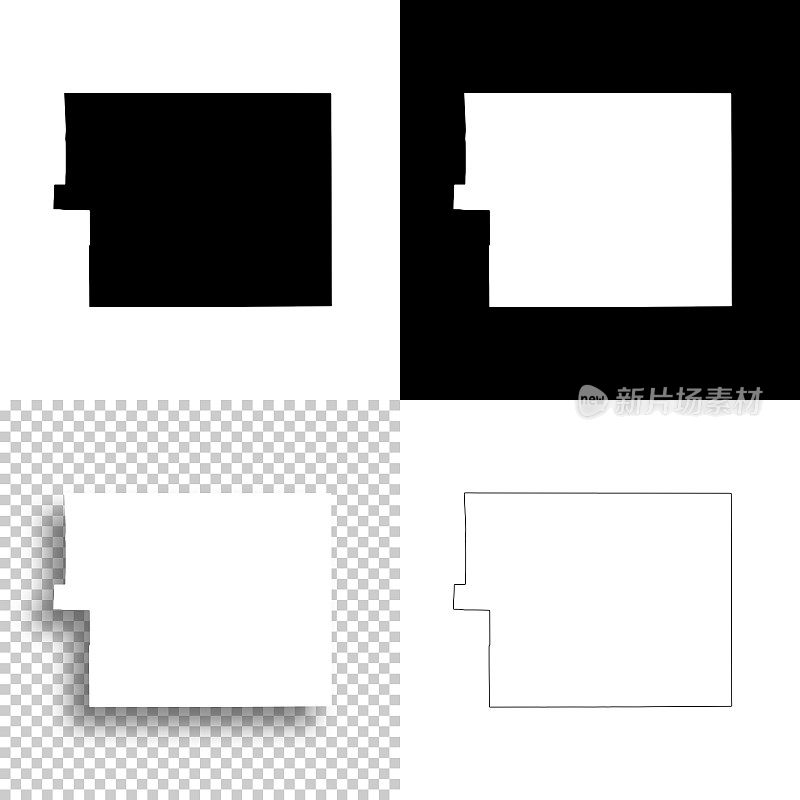 科罗拉多州埃尔帕索县。设计地图。空白，白色和黑色背景