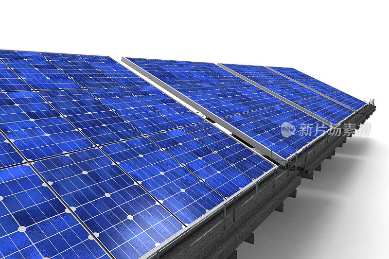 这是一排太阳能电池板的特写