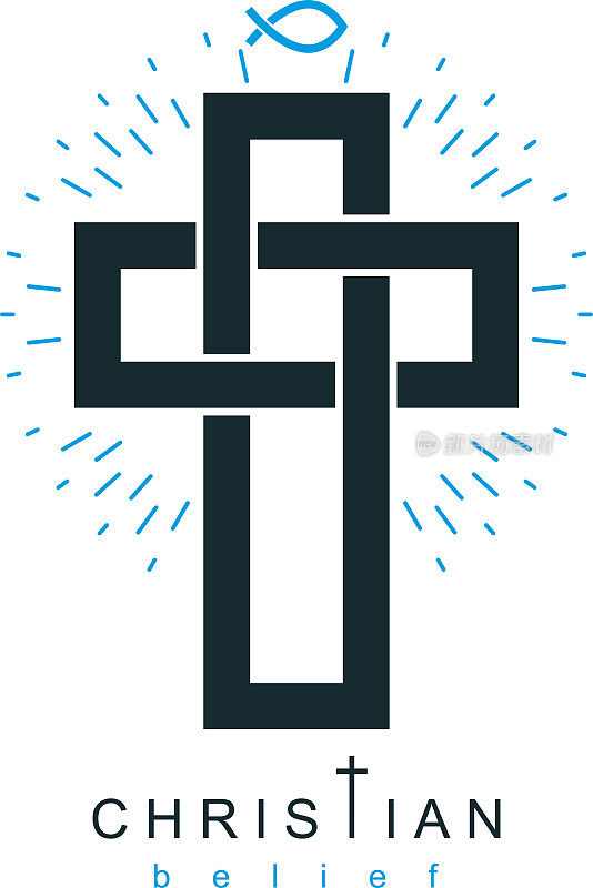 基督教十字矢量符号，基督教上帝宗教图标。