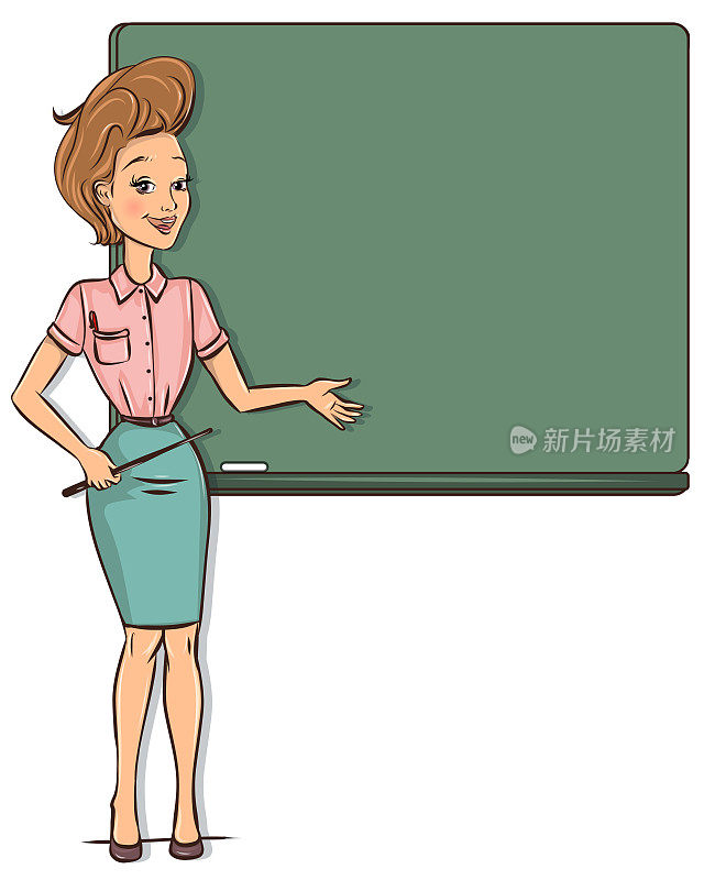 老师站在黑板前，为你的课文留出空间