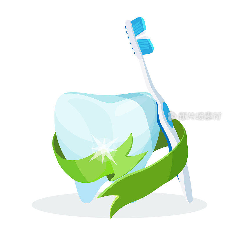 牙科保健海报牙齿与牙刷矢量插图