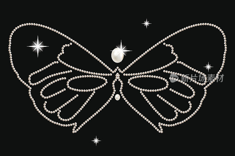 用白色珍珠装饰的宝石蝴蝶