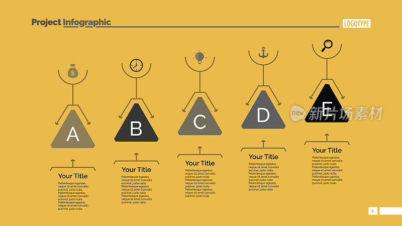五三角形图表幻灯片模板