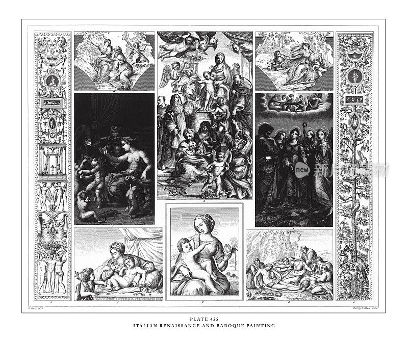 意大利文艺复兴与巴洛克绘画、版画、古董插图，1851年出版