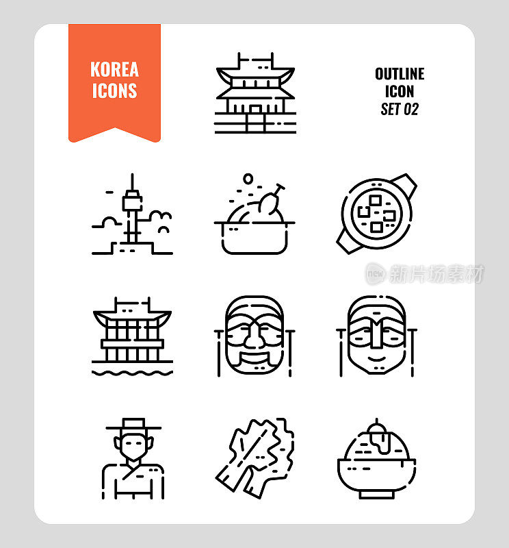 韩国图标2。包括地标、美食、传统文化等。
