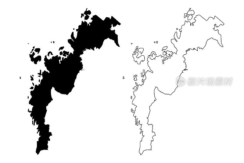 东方网地区(芬兰共和国)地图矢量插图，东方网草稿地图