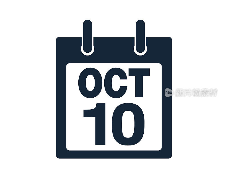 10月10日日历图标股票矢量插图