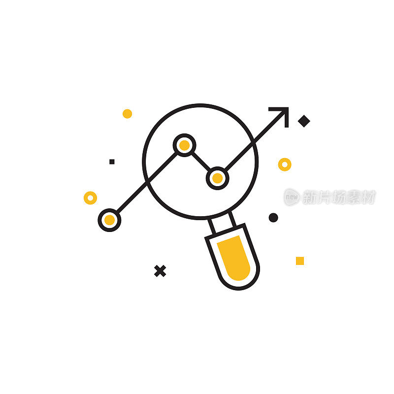 内容分析平面线图标，轮廓矢量符号插图。