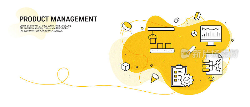 产品管理相关的现代线条风格矢量插图