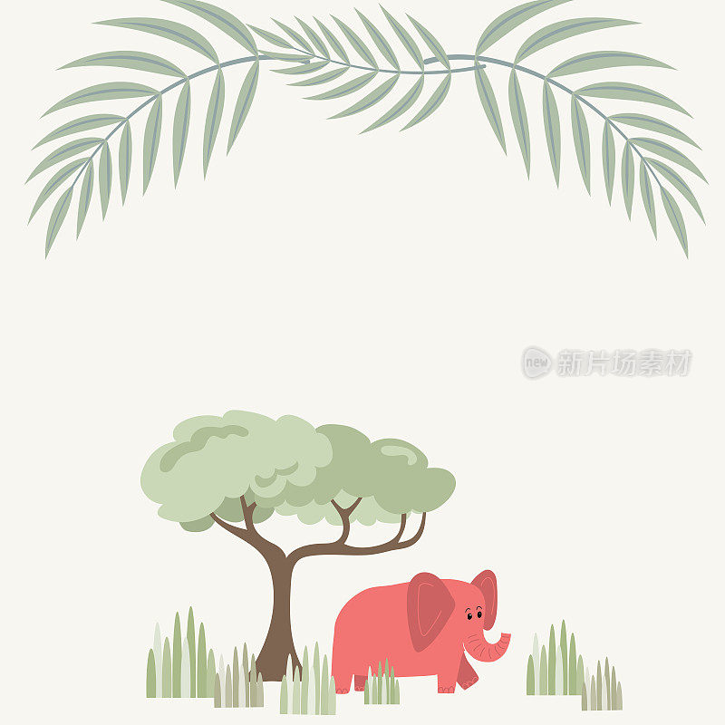 可爱的大象丛林动物框架
