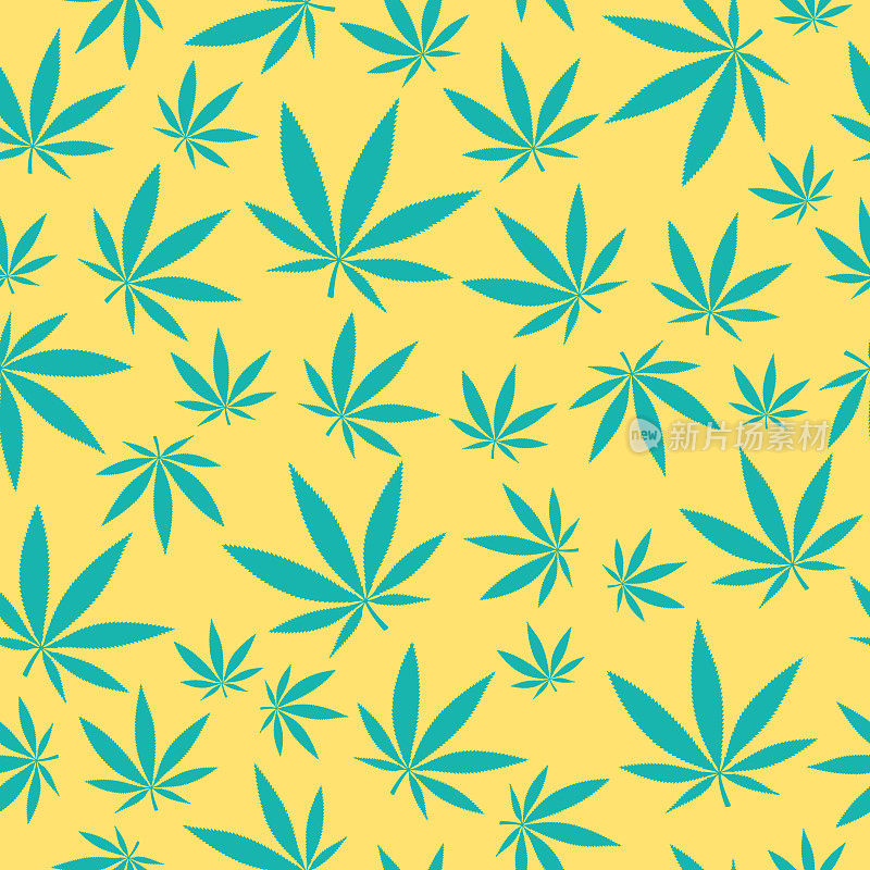 无缝大麻大麻叶子背景图案