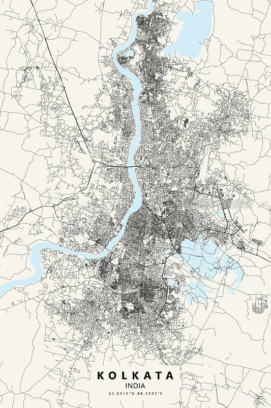 加尔各答，印度矢量地图