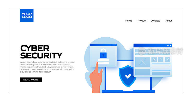 网络安全概念矢量插图登陆页模板，网站横幅，广告和营销材料，在线广告，业务演示等。