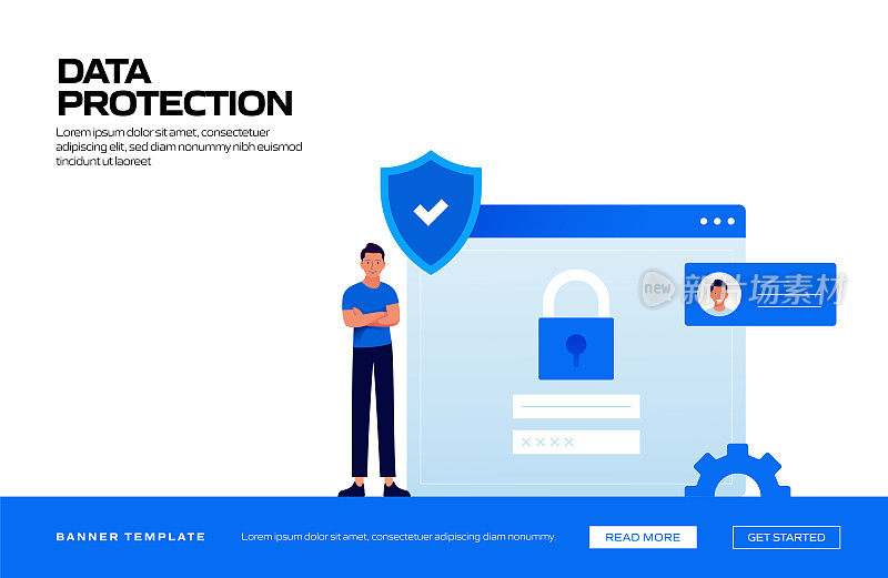 数据保护概念矢量插图网站横幅，广告和营销材料，在线广告，业务演示等。