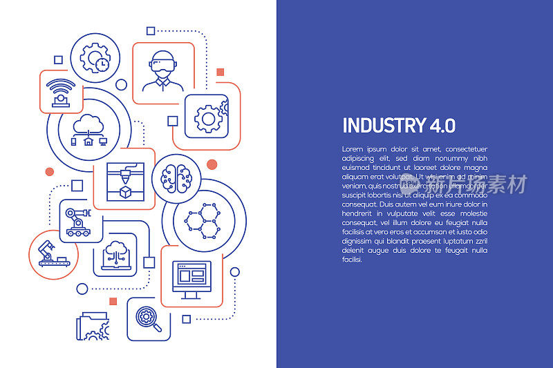 工业4.0概念，矢量插图工业4.0和图标