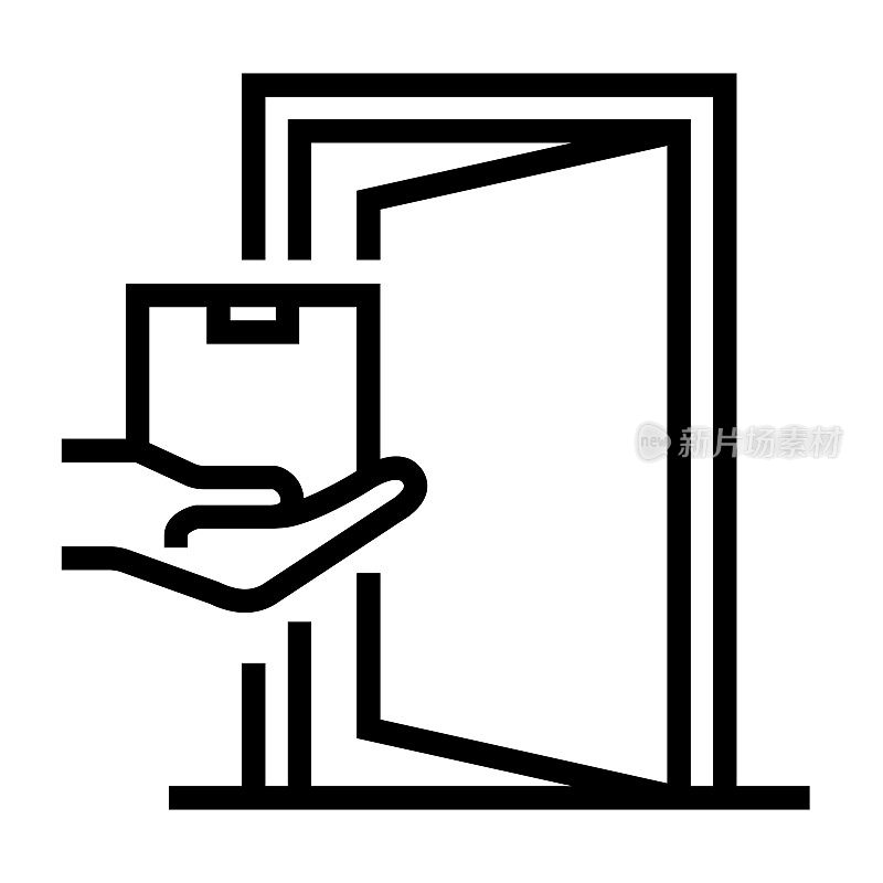 交付服务线图标,轮廓符号矢量插图