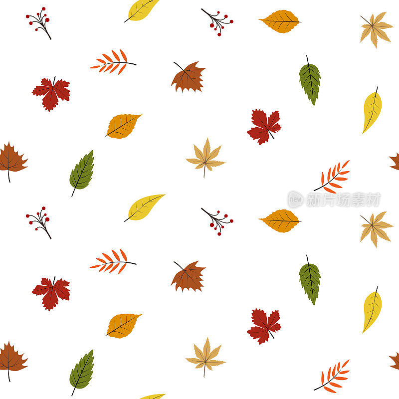 无缝多彩的秋叶图案-像素完美