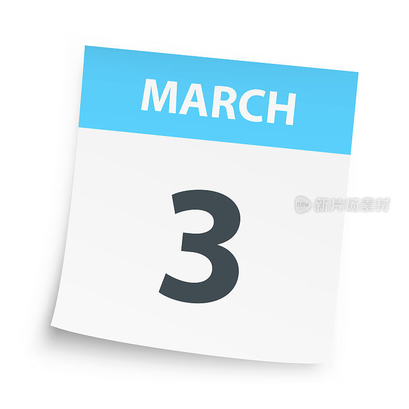3月3日-每日日历的白色背景