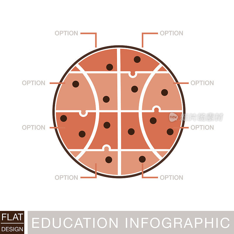篮球教育信息图表与文本和图标