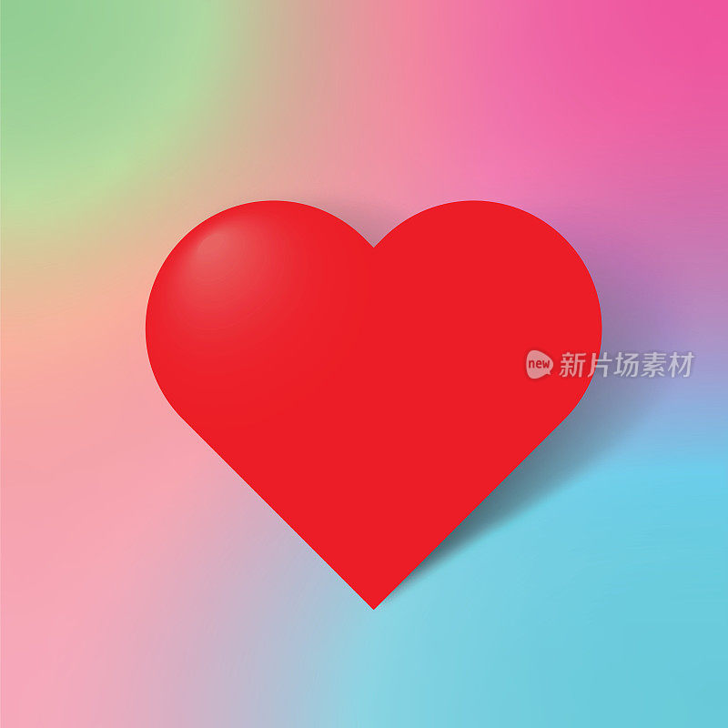 情人节快乐与符号三维心脏形状梯度颜色背景。向量股票插图