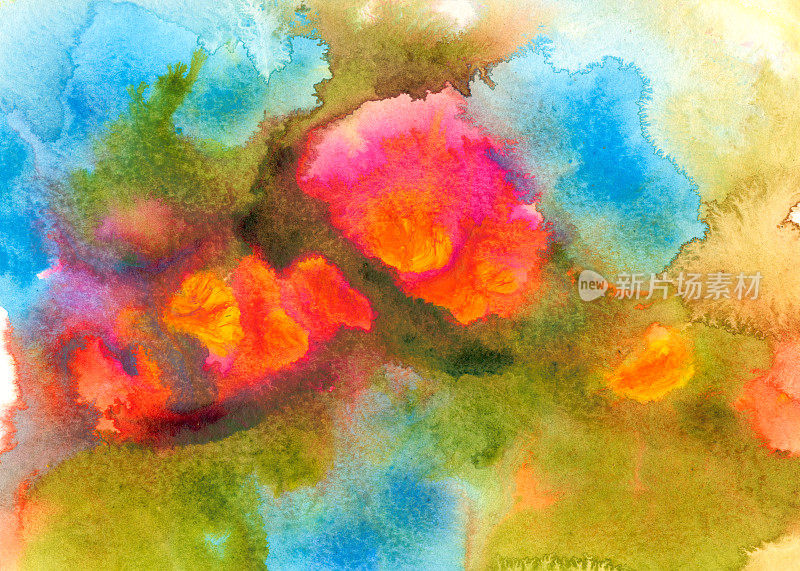 水彩抽象花卉画背景