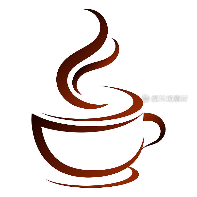 咖啡或茶与蒸汽美丽的杯子轮廓